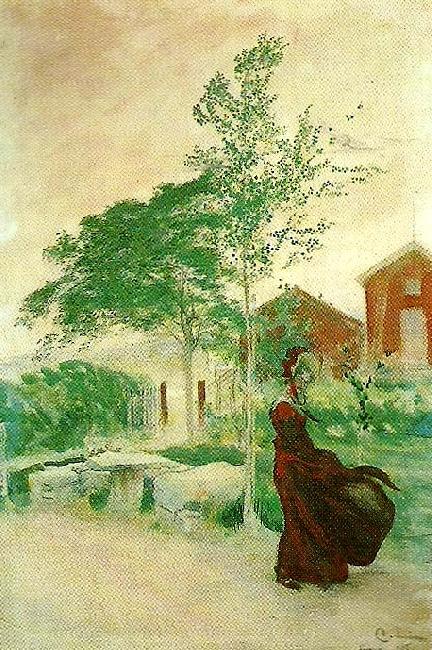 Carl Larsson i blasten-ett vindkast-stina oil painting picture